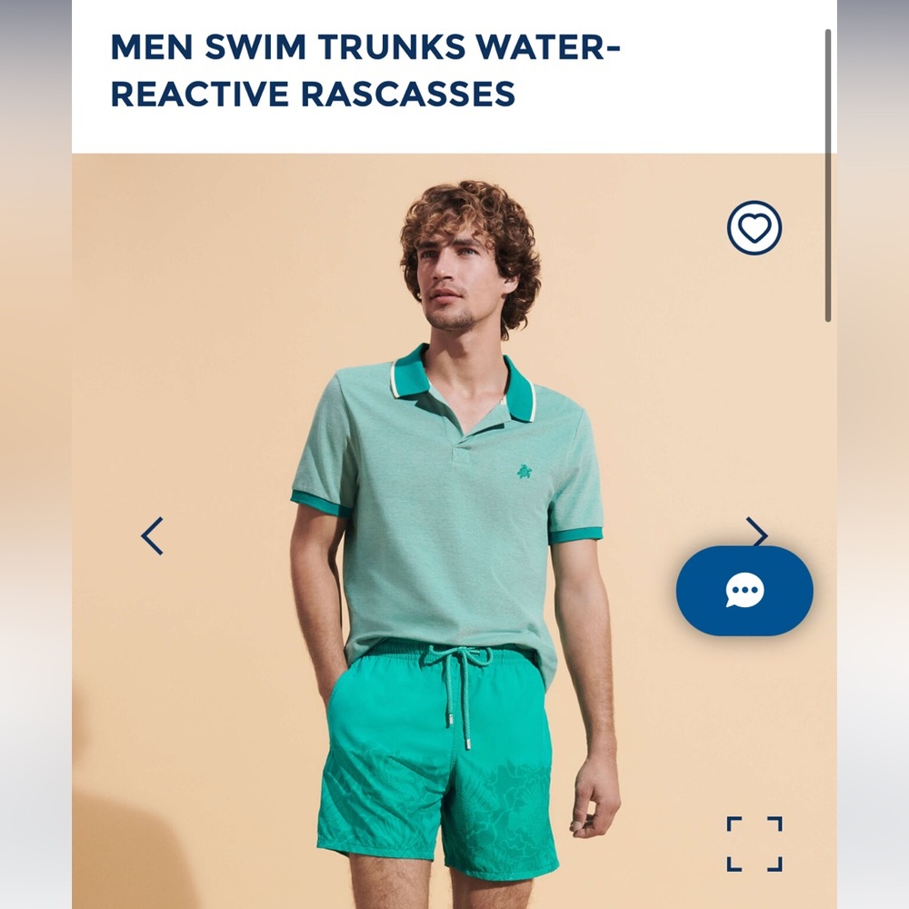 NWT Vilebrequin MEN SWIM TRUNKS WATER-REACTIVE RASCASSES. Color: tropezian green
